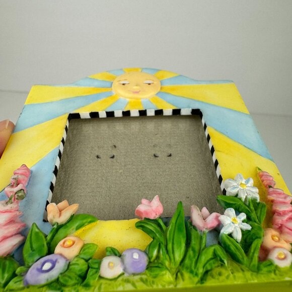 Vtg Miniature Pic Frame Tabletop Cartoon Sun Flowers Pastel Michel and Company - Picture 9 of 12